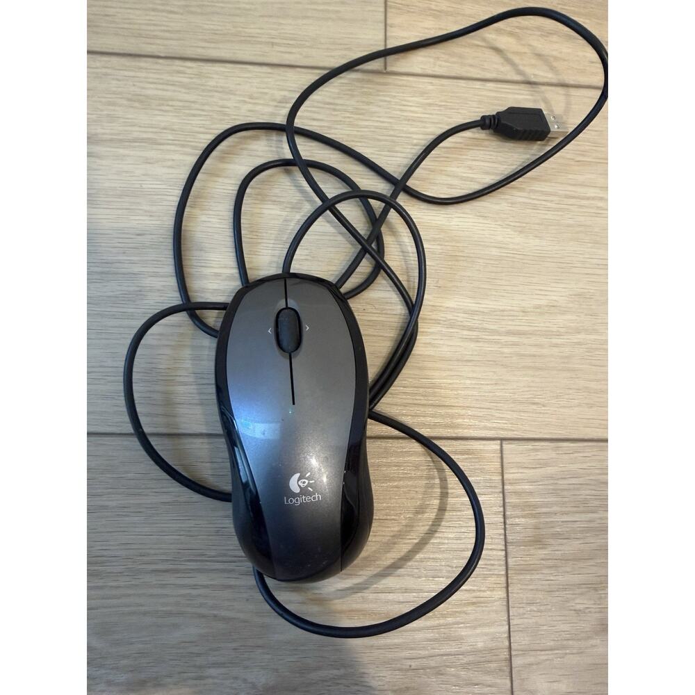 Logitech LX3 Optical Computer Mouse Wired Black Silver WORKING Great Condition!